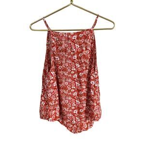Natural Life red and pink floral tank XS tie neck tank
